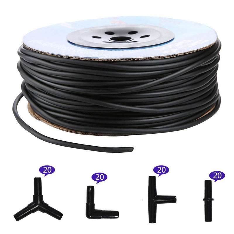 JIH Aquarium 320 Feet Standard 3/16" Black Flexible Airline Tubing with Black Plastic Connectors for Fish Tank,Terrariums, and Hydroponics (320 Feet with connectors) - Image 5